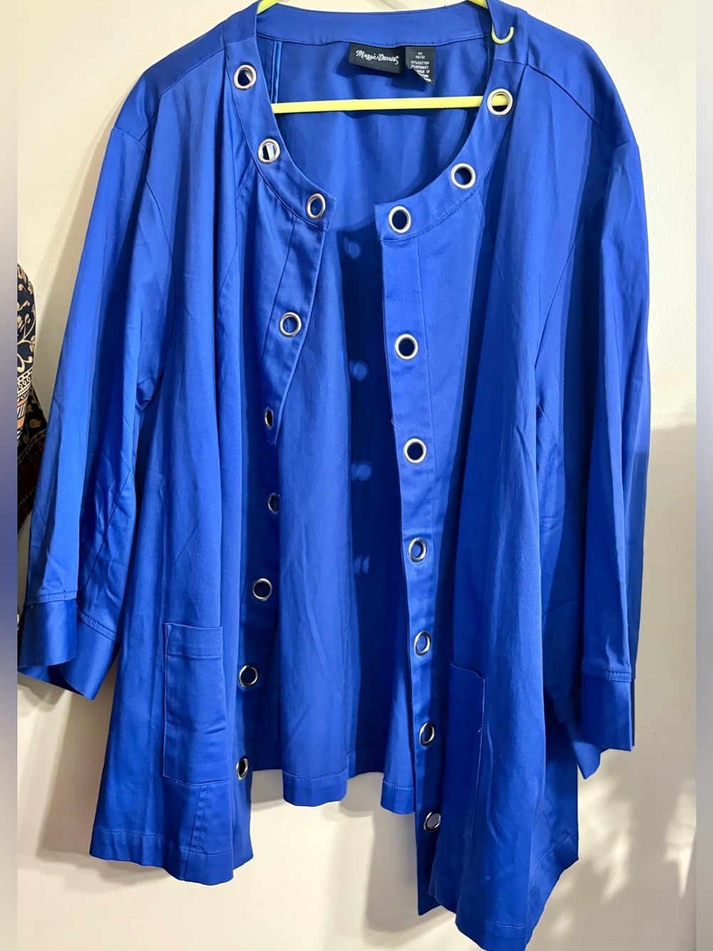Maggie Barnes Royal Blue Eyelet-Trim Open Jacket size 4x
